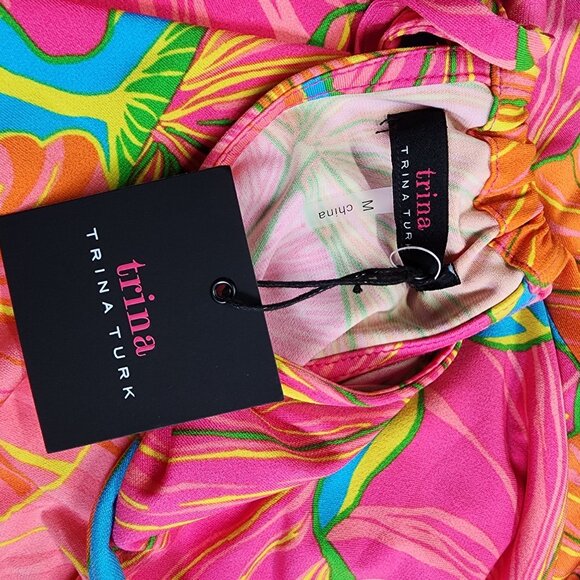 Trina Turk Medium Milan Gingko Halter Floral Maxi Dress NWT $198 - Picture 8 of 8